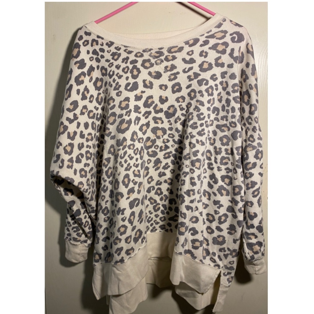 leopard print oversized crewneck sweater